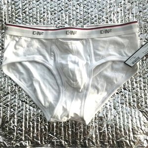 SEXY CIN2 C-IN2 Mens Throwback White Briefs w Peekaboo Cutout Large NWT